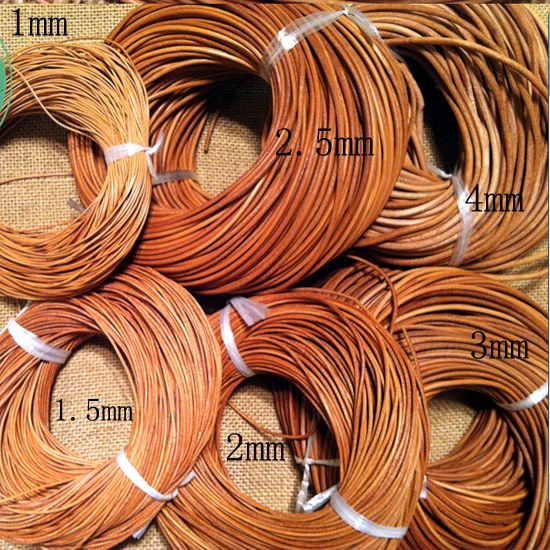 Description Picture 2 of item5Yards/Lot 1-4mm Genuine Leather Cords Round Thong Leather Cords For Ornament Making DIY Crafts Material Clothing Charm Accesso
