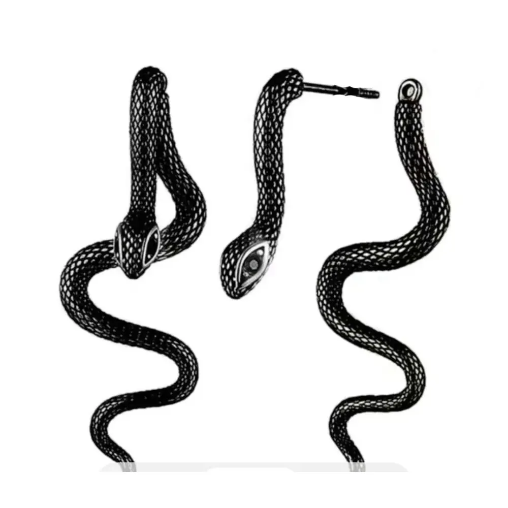 Gothic Punk Snake Earrings for Women - Detachable, Hip-Hop Style Copper Animal Jewelry Perfect for Music Festivals & Parties