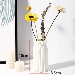 Decorative Striped Ceramic - Style Flower Vase for Creative Floral Displays (3051 - white)