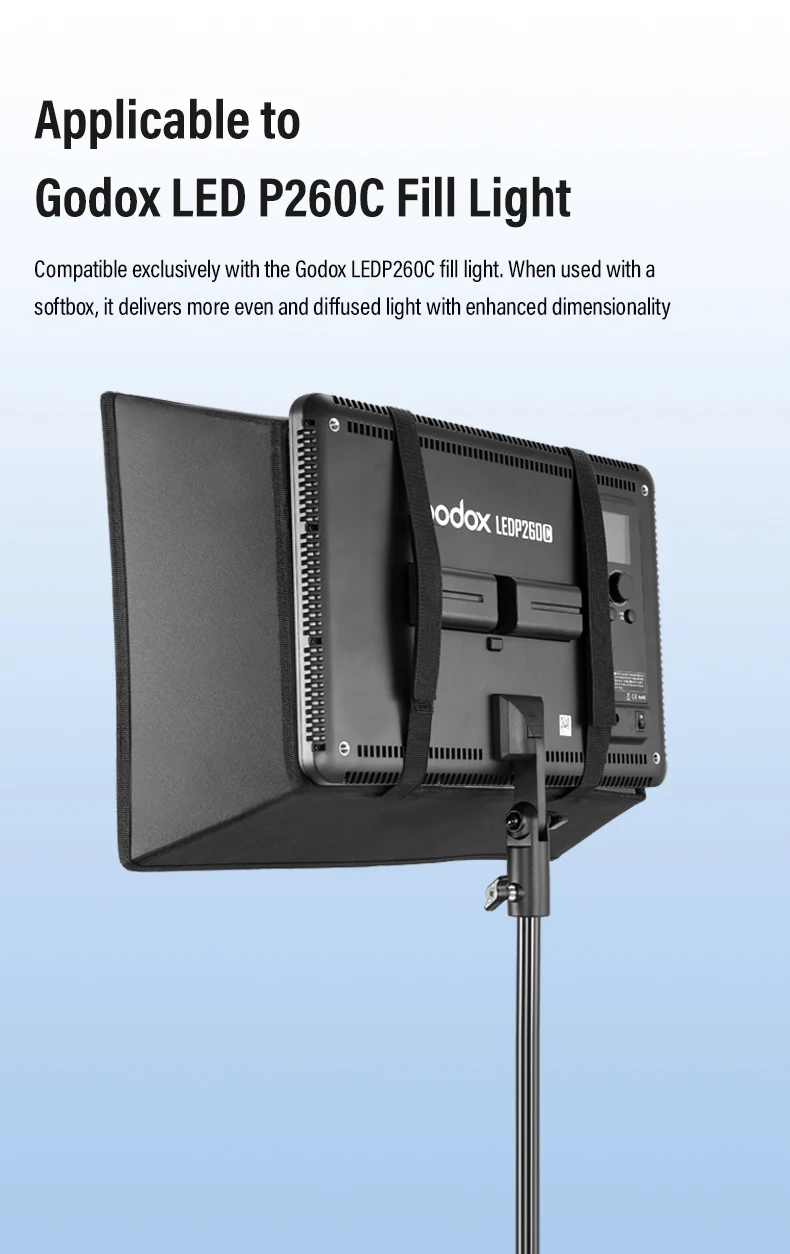 Foldable Softbox for Godox LEDP260C Video Light Portable Softbox Diffuser with H