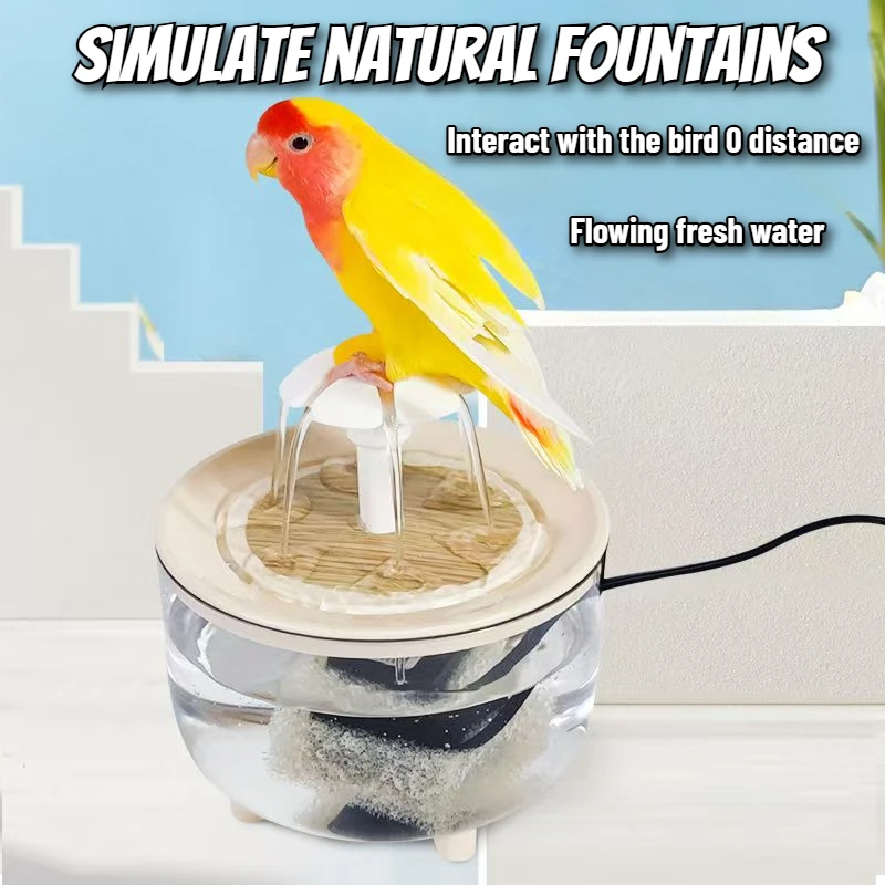 Auto Circulating 2-in-1 Parrot Bath & Pet Water Fountain Drip-Free Design for Small Pets USB Powered pet toys bird toys