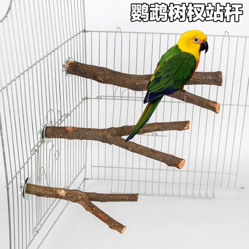 Parrot Tree wood Stand rack Perches Aves supplies cage Pet stick small animals toys Log Bifurcated bird accessories Standing