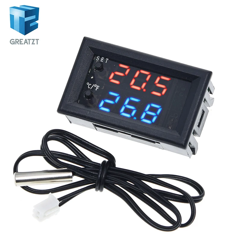GREATZT W1209WK W2809 DC 12V LED Digitaler Thermostat Temperaturregelung Thermometer Thermoregler Schaltmodul + NTC-Sensor