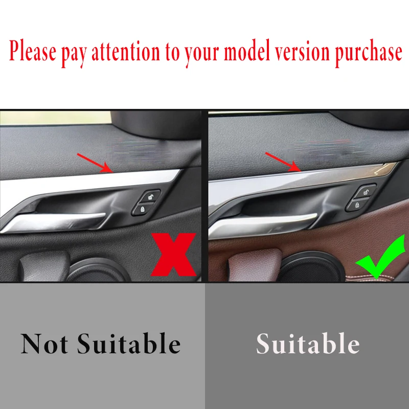 자동차 인테리어 액세서리 인테리어 문짝 핸들, 스크래치 방지, 장식 패널 키트, ABS, BMW X1 F48 2016-2019 에 적합