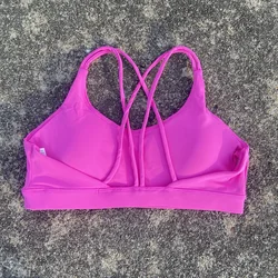 Solid Color High-Strength Women's Fitness Sports Bra with Chest Pad - M (Rhododendron powder)
