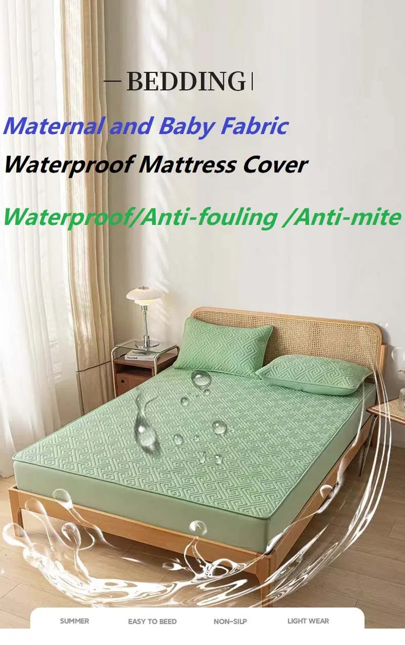 Description Picture 2 of itemWaterproof Quilted Mattress Cover Raw Cotton Anti-bacterial Bed Pad Protector Cover Customized Bed Cover Not Included Pillowcase