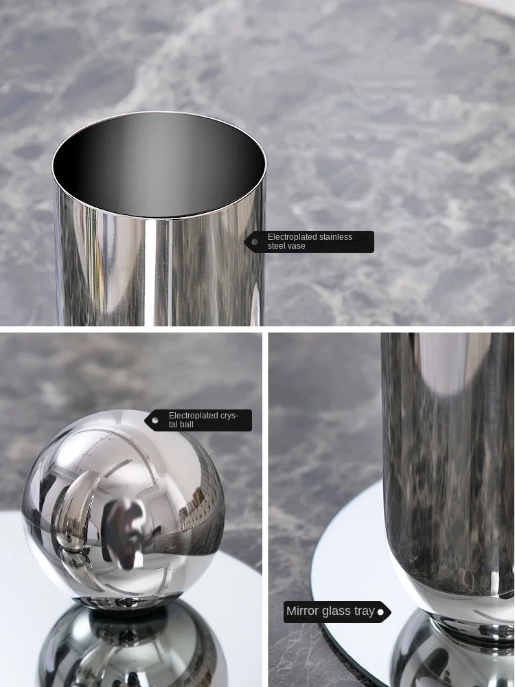 Nordic Modern Sliver Vase Metal Stainless Steel Dried Flowers Luxury Stand for Flowers Home Design Living Room Decoration Gift 5