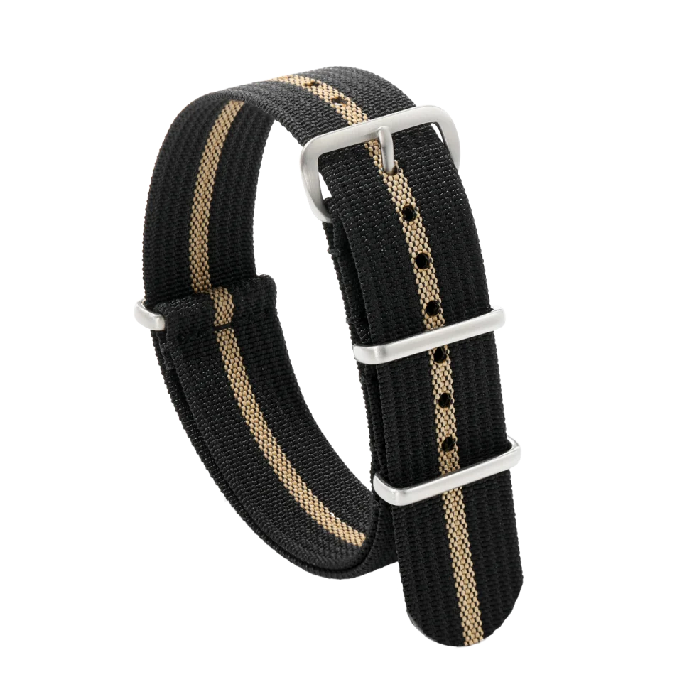 Enhanced Nylon Ribbed Stripe Watch Strap - Military Style Wristband Accessory