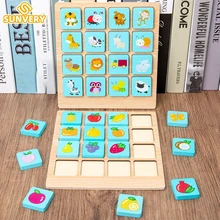 

Montessori Memory Puzzle Board Game Instant Photo Chess Kids Brain Power Early Education Wooden Learning Children Toys Gifts