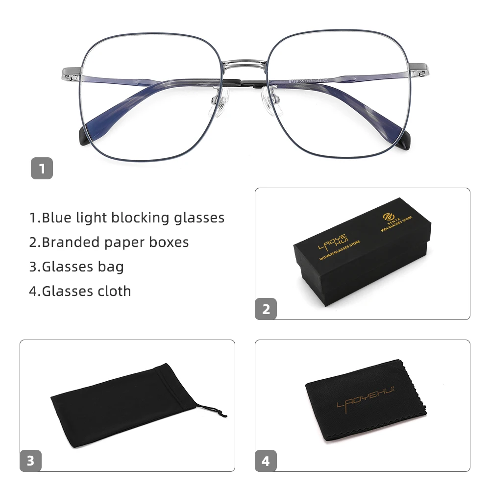 Pure Titanium Glasses Anti Blue Light Photochromi Men's Degree Glasses Frame Luxury Brand Korean Style Square Myopia Bezel Woman eyeglasses frames