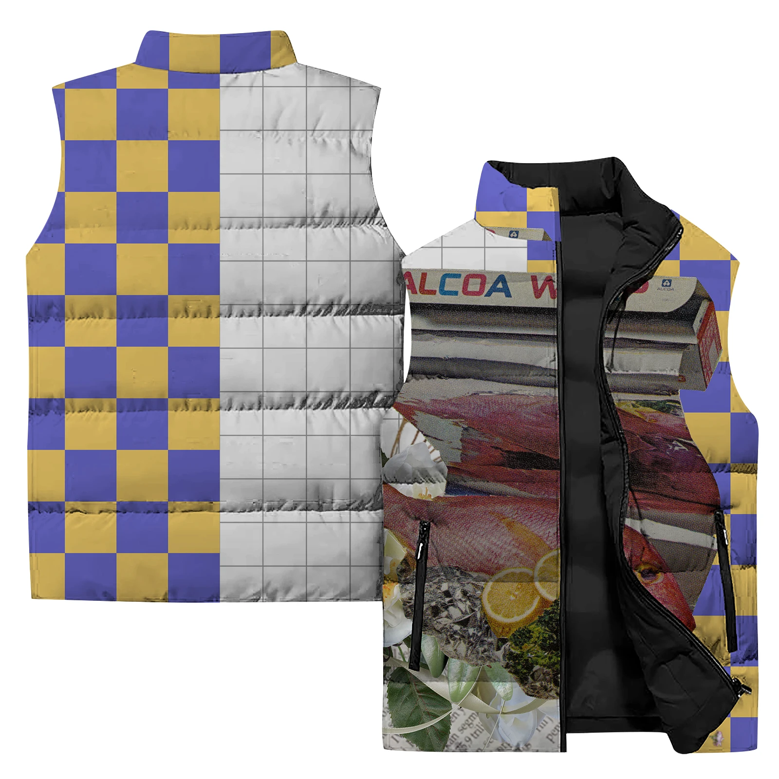 thumbnail image 1 of Chalecos de invierno para hombre, chalecos casuales para hombre, chaquetas para hombre, tocadiscos para hombre, estampado personalizado, ropa de calle Harajuku, chaleco cortavientos, 1 of 4