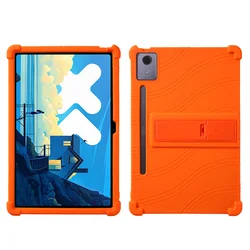 Kids Friendly Silicone Stand Cover for 12.7 Tablet - Durable & Flexible Design (Orange)