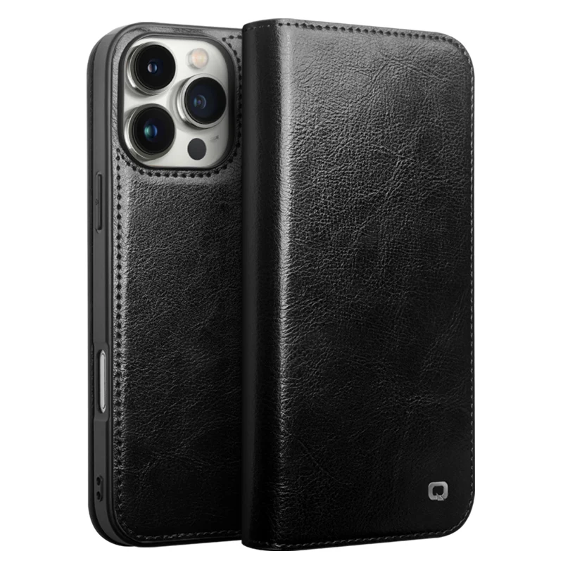 QIALINO Premium Genuine Leather Handmade Flip Case with Card Slots