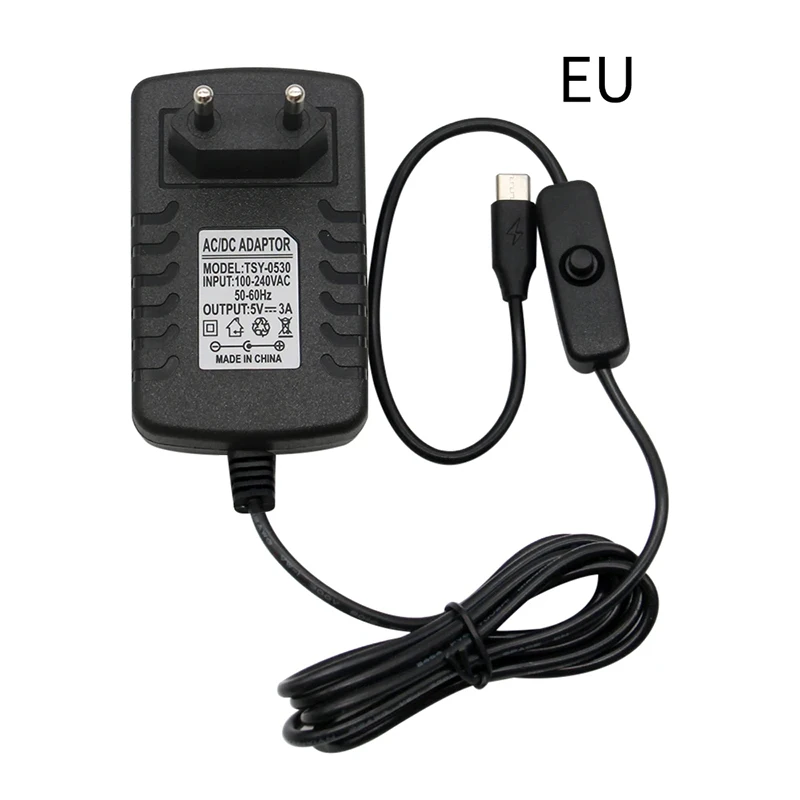 Raspberry Pi 4 Type-C Power Supply 5V 3A Power Adapter with ON/OFF Switch EU US AU UK Charger for Raspberry Pi 4 Model B for Power Adapter