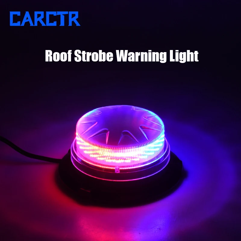 

CARCTR Red Bule Roof Strobe Warning Light 12W Led Emergency Flashing Light Magnetic 9-30V Police Light Tractor Light Accessories