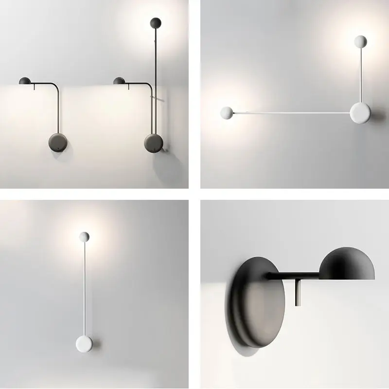 

Nordic Pin LED Wall Lamp Modern Minimalist Line Black White Wall Lights DIY Room Bedside Wall Lamp Living Room Wall Sconces Lamp