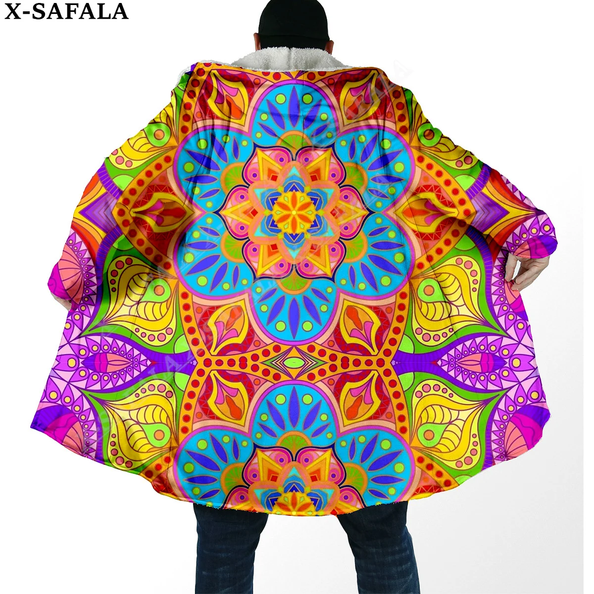 

Мантия Мужская зимняя ветрозащитная с капюшоном и 3D-принтом