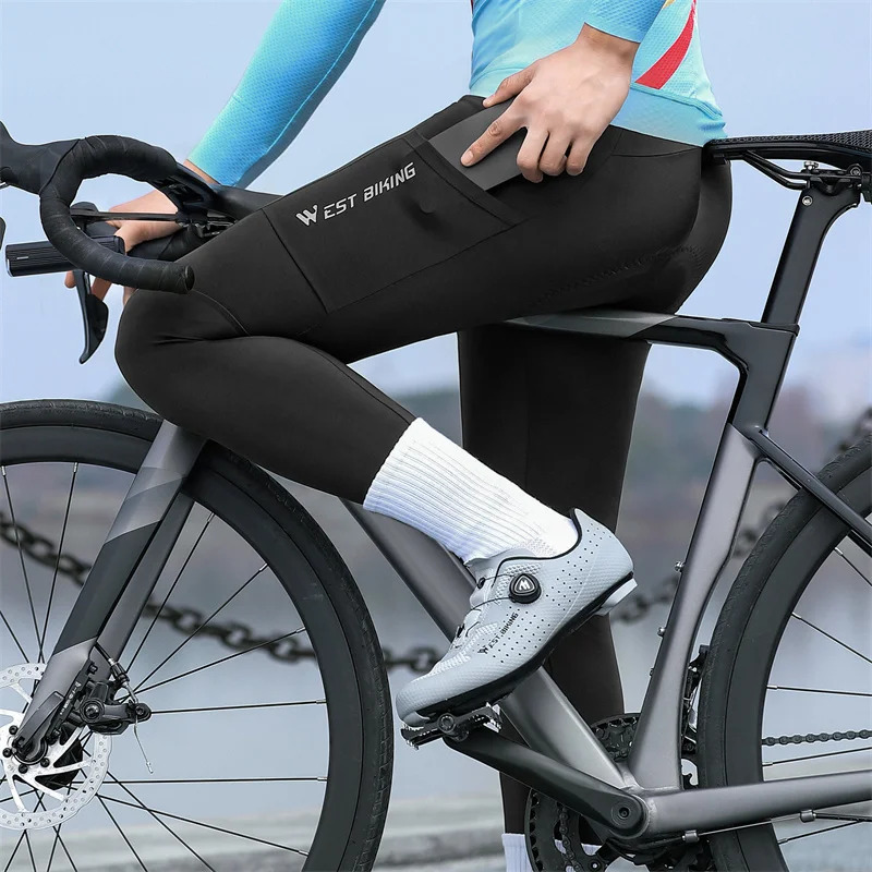 웨스트 바이킹 남성 여성 사이클링 타이트 팬츠 봄 가을 시원하고 통기성 좋은 자전거 롱 팬츠 소프트 쿠션 MTB 로드 자전거 바지