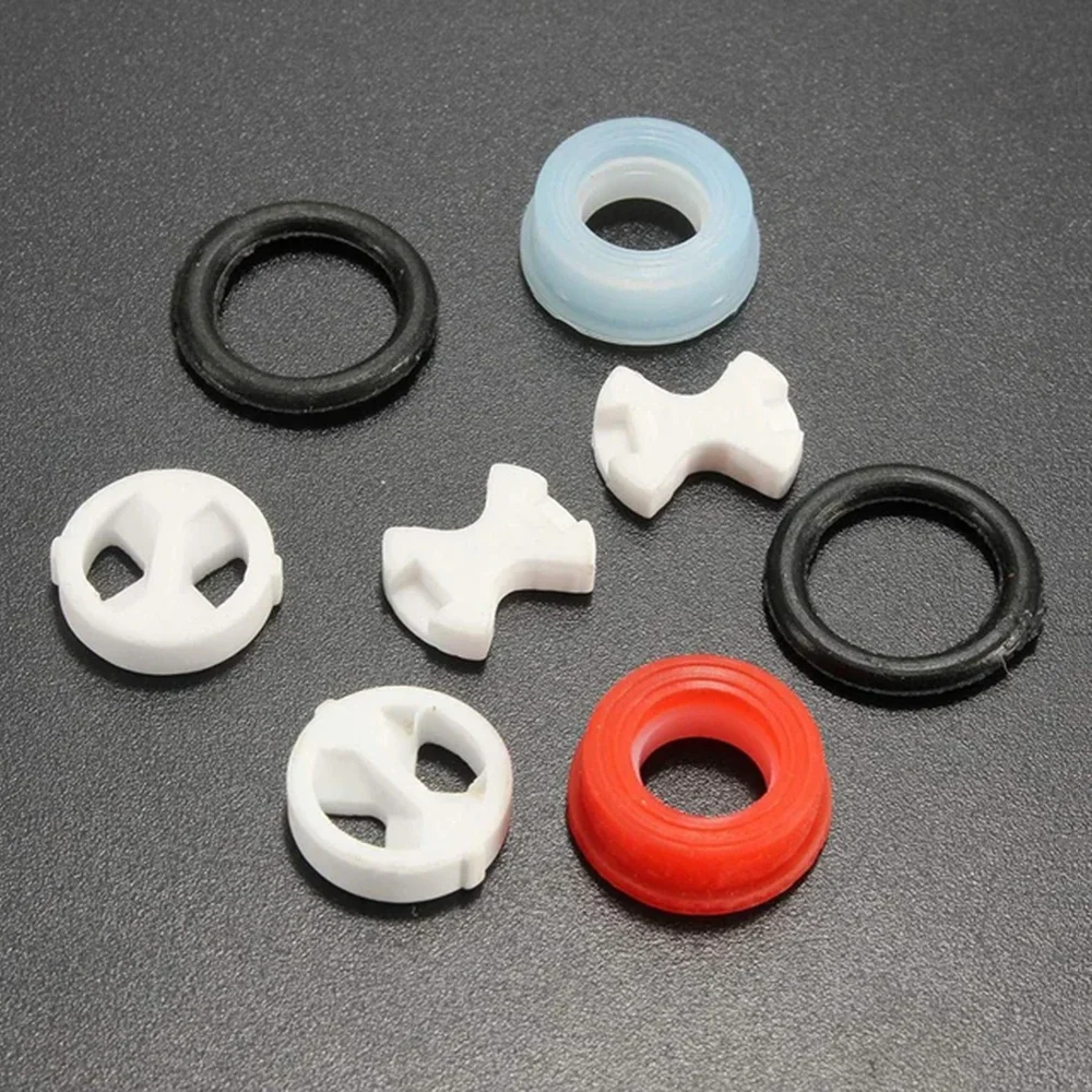 Ceramic Disc Silicon Washer Insert Turn Replacement 1/2" Valve Tap Valve O Ring Gasket Silicon Washer 6PCS/set