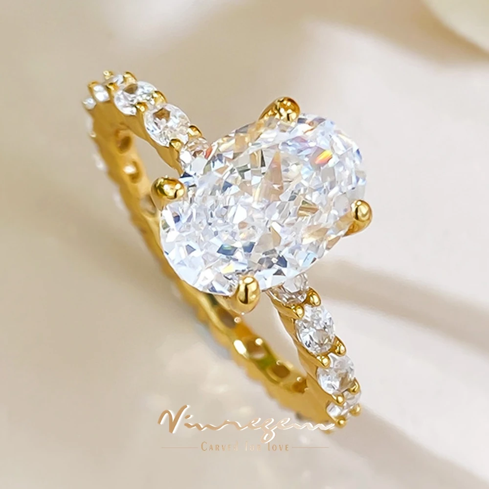 Vinregem 7*10 MM Oval Cut Lab Created Sapphire Gems 925 Sterling Silver Wedding Engagement Ring for Women Fine Jewelry Wholesale 1