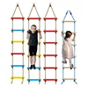 Wooden Rope Ladder Kids Fitness Toy Multi Rungs Climbing Game Toy Outdoor Training Activity Safe Sports Rope Swing Swivel Rotary 3