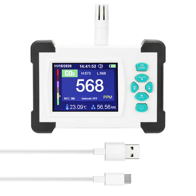 Medidor de calidad de aire (CO₂) con almacenamiento