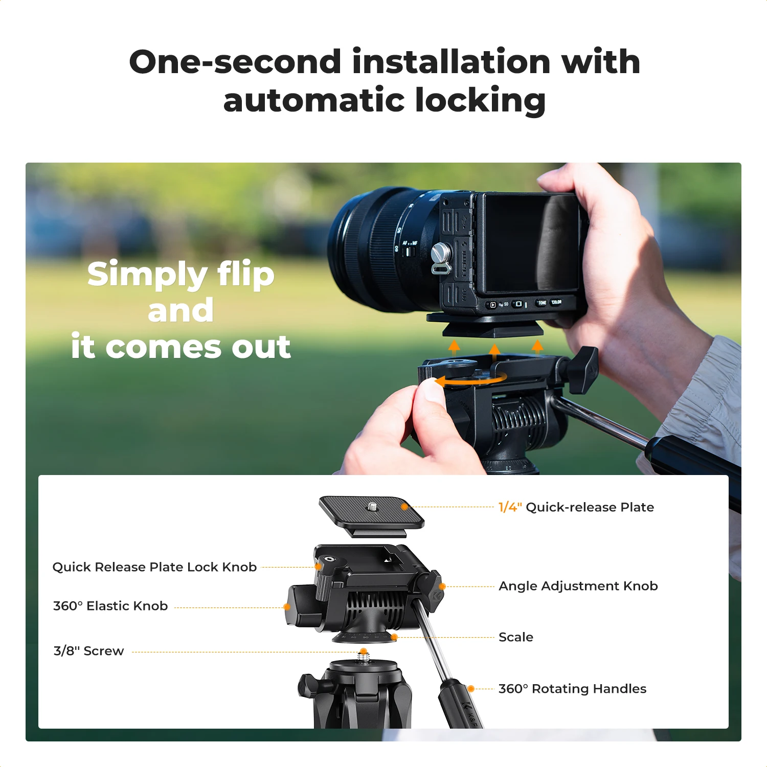 64"/1.6m Camera Tripod Lightweight Vlog Travel Tripod Compact Flexible & Portable 17.6lbs/8kg Load With Portable, For DSLR Cameras O234A1 BH-36 - View #12
