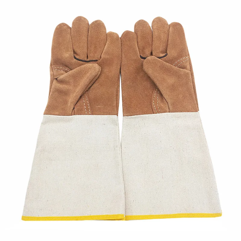 Gants de Soudage en Cuir Longs Résistants à l'Usure, Protection de Soudeur,  Manchon en Toile, Fourrure, Document Aléatoire