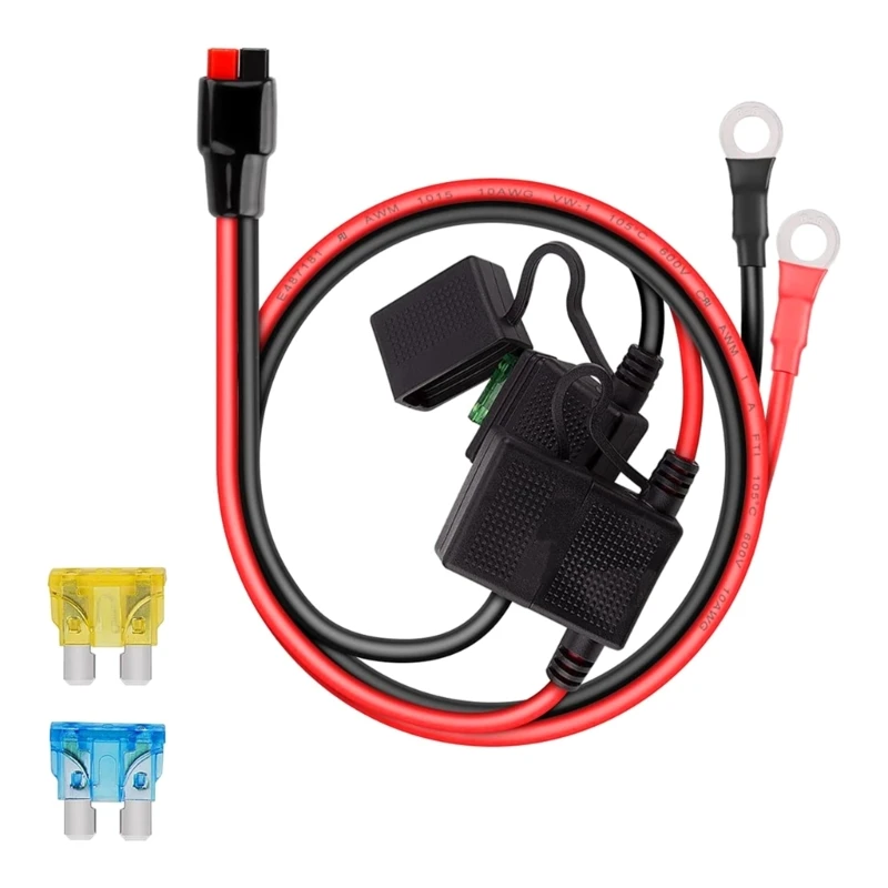 

Double Positive/Negative ATC Style Fuses Holder 10AWG Wire with Ring Terminals & 45A Connectors for Vehicles 2ft/60cm R2LC