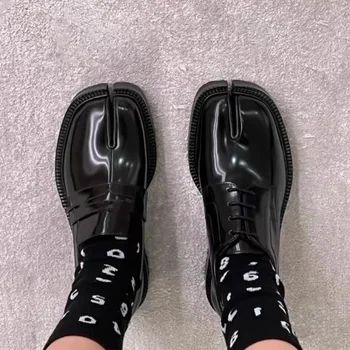 Classic Split Toe Loafers Women Brand Design Fashion Tabi Ninja Lace-up Casual Shoes Chunky Platform Flats Shoes Mujer 2025 1
