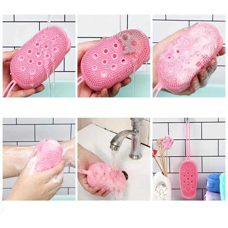1pc Double sided soft touch silicone shower brush - a gentle exfoliating agent used for refreshing skin and soft massage 5