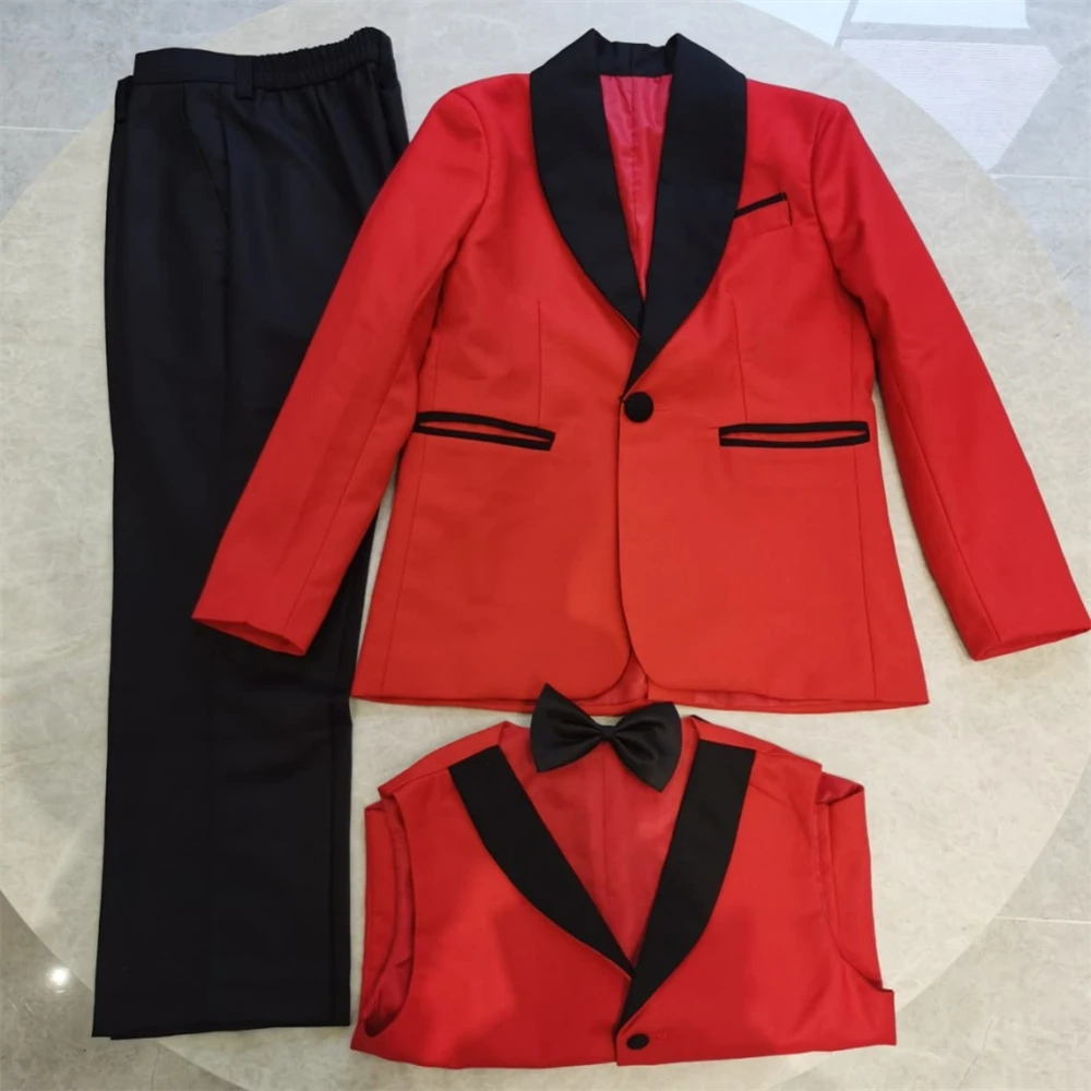 Stylish Slim Fit Boy's Suit Set 3 Pieces Tuxedo For Formal Occasion Blazer Vest And Pants Kids Outfit For Wedding Prom boys suits