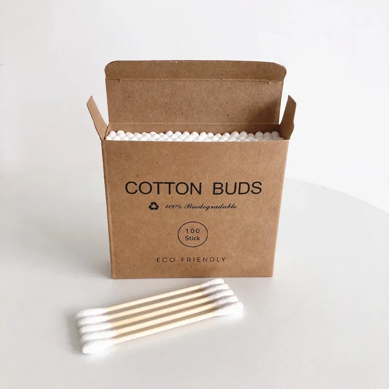 100/200pc Double Head Cotton Swab Bamboo Wood Sticks Disposable Buds For Beauty Makeup Nose Ears Cleaning cotton swabs
