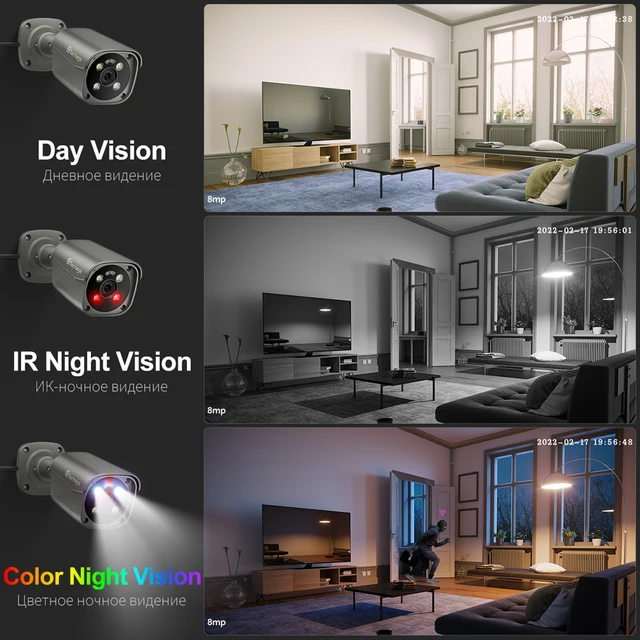 Techage 4K sistema di telecamere di sicurezza Ultra HD 8MP POE NVR Audio bidirezionale rilevamento facciale visione notturna a colori CCTV Set di videosorveglianza 4
