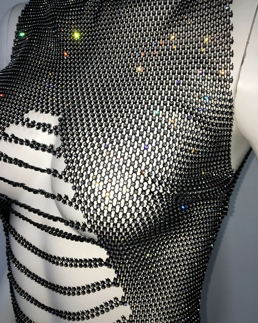 Rhinestone Mesh Crop Top 6