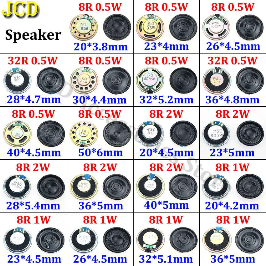 JCD1pieza832ohm0,5W1W2Waltavozdebocina32R8R0,5/1/2Wdiámetro20mm23mm26mm28mm30mm32mm36mm40mm50mmaltavoz