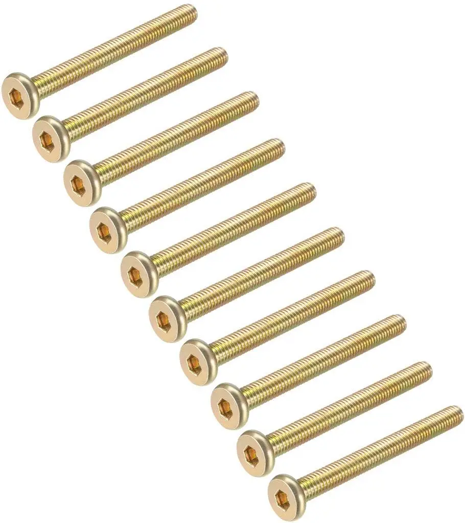 

M6x60mm Furniture Screw Hex Socket Machine Screws Zinc Plated Fasteners Bolts Full Thread Carbon Steel 15Pcs