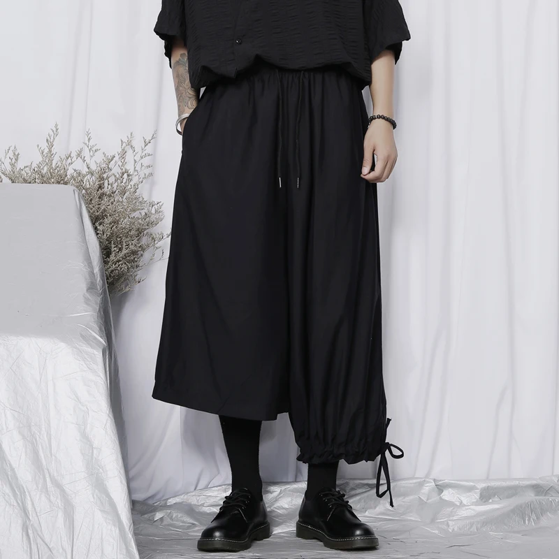 

Men's Casual Wide Leg Capris Spring And Summer New Fashion Fashion Fashion Brand Large Asymmetric Length Personalized Loose Pant