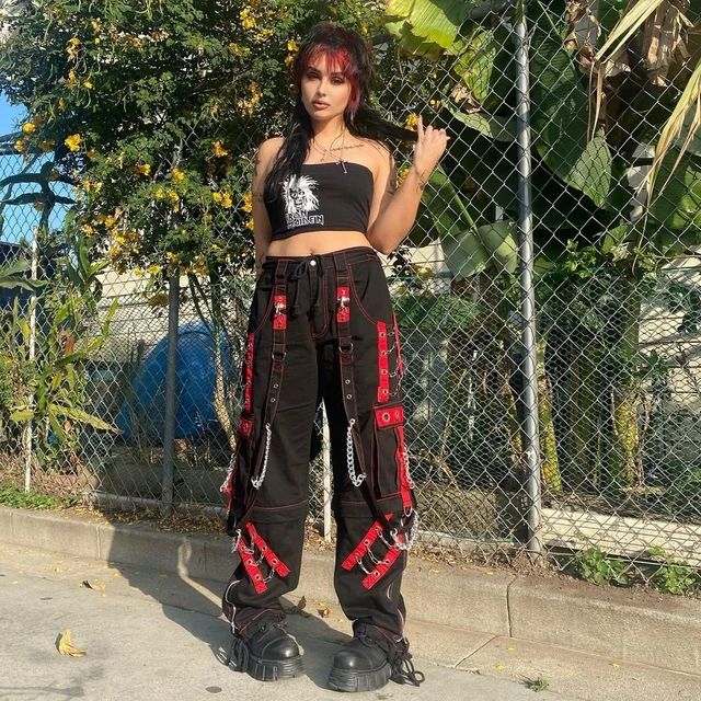 Women Hip Hop Cargo Pants Streamer Streetwear Drop High Waist