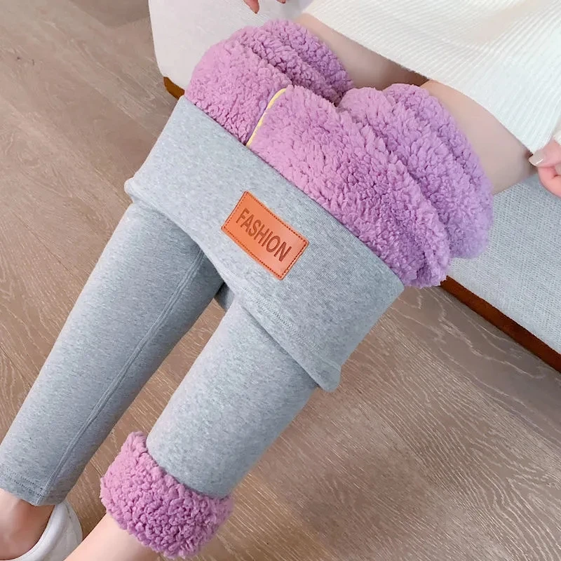 Winter Women's Thicken Lambwool Leggings Fleece Lined Pants Casual