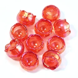 Elegant Lily of the Valley Transparent Acrylic Flower Beads - Set of 10 - 12x18mm hole 2mm (Red)