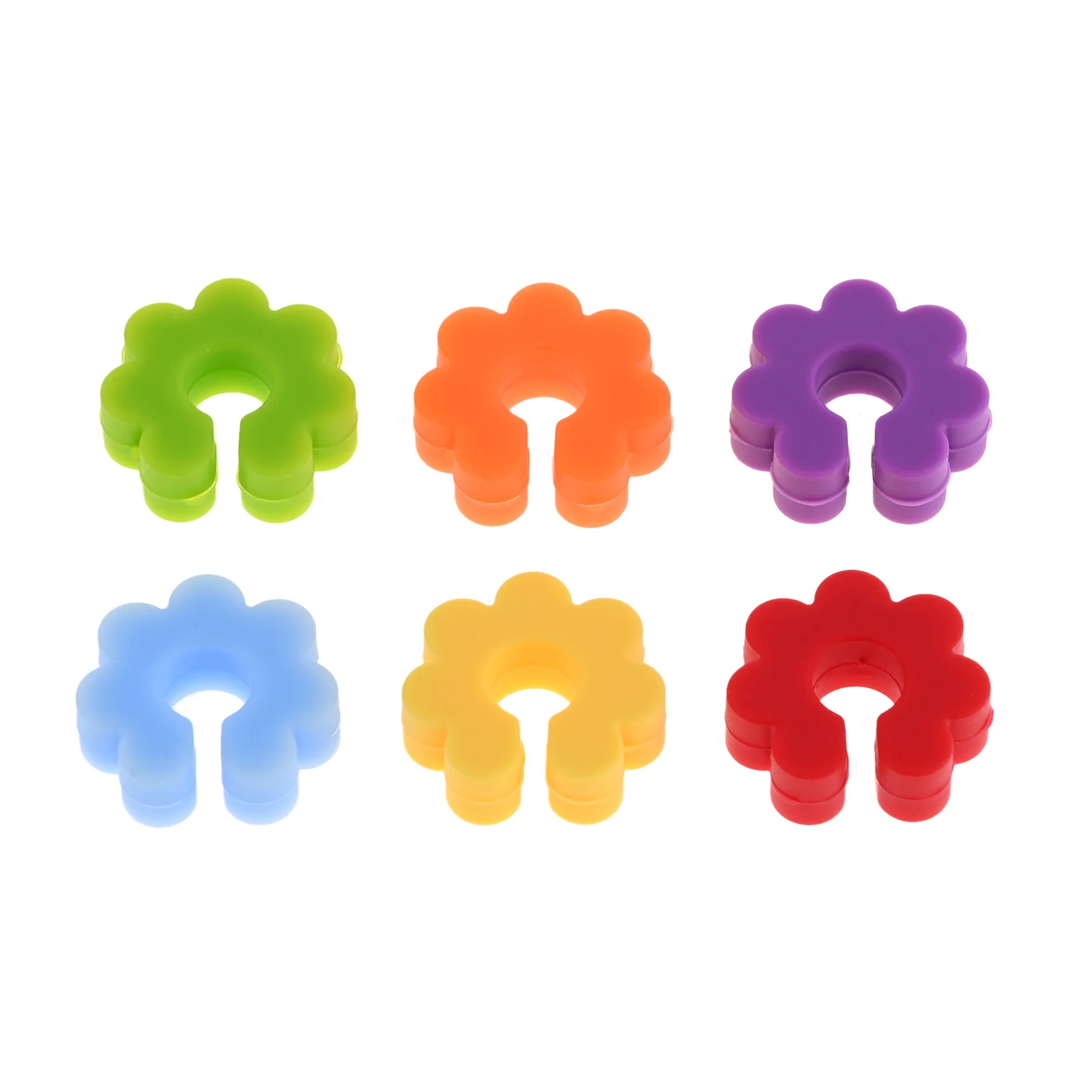 30Pcs Flower Shape Wine Glass Marker Silicone Drinking Glass Identification Tag Colorful Cup Label Bar Party Wedding Supplies