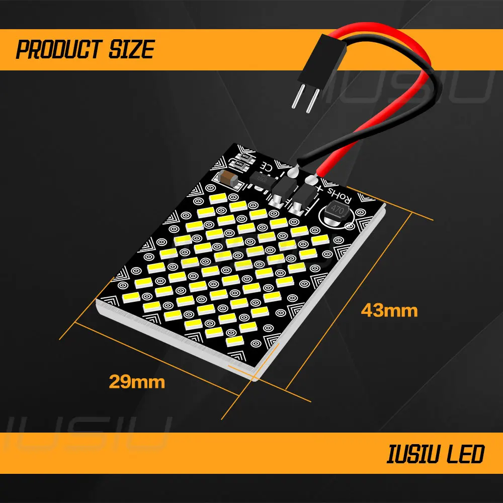 IUSIU LED ڵ ׸   Ʈ г  ,  , 12V-24V, 48SMD T10 BA9S , 31mm, 36mm, 39mm, 41mm, 28mm, 1PC