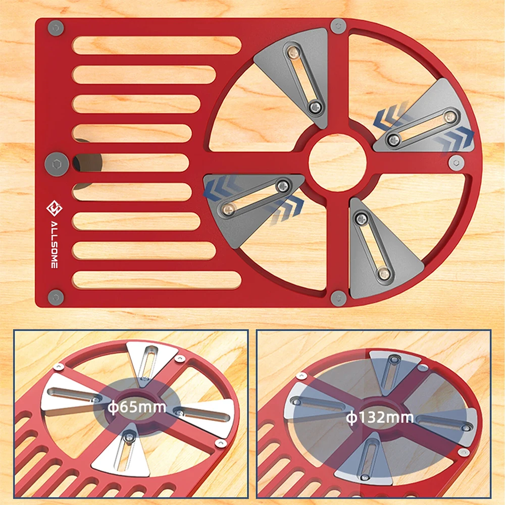 Allsome Trimming Router Base Plate 65 to 132mm Diameter Trimming Machine Workbench Base Adjustable Slider Aluminum Alloy — view 3