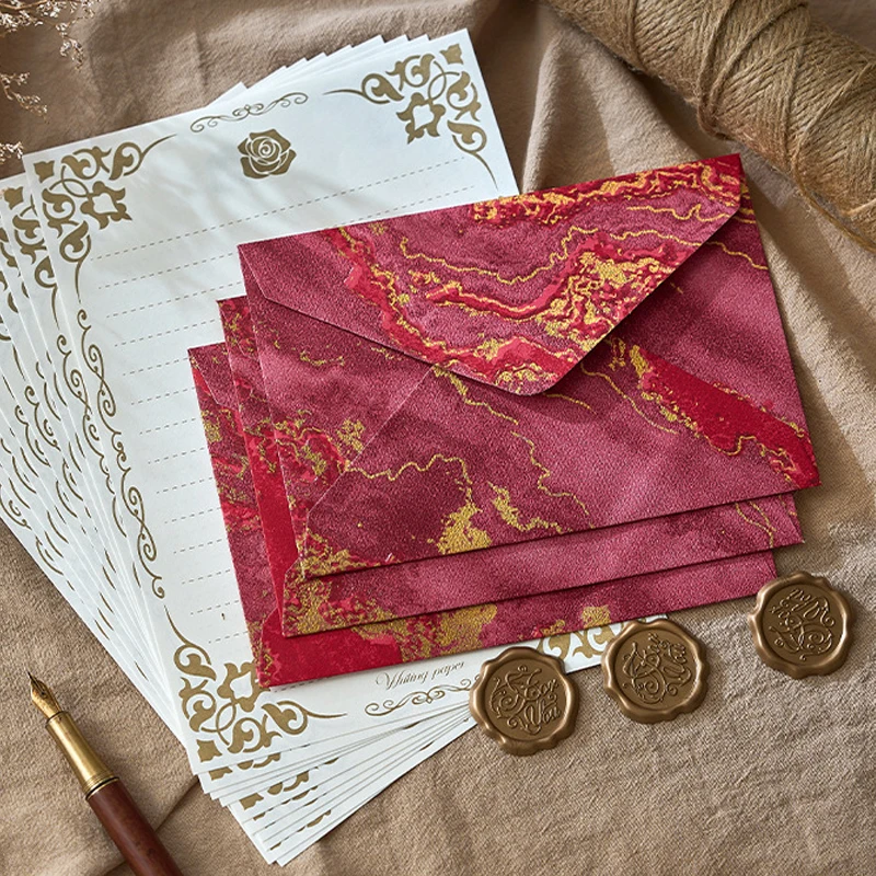 Gilt Embossed Envelopes Vintage Letter Paper DIY Postcard Wedding Invitation Card Cover Gift Wrap Korean Stationery Office 5pcs Kraft Paper Envelopes Mailing Envelopes Gift Card Envelopes