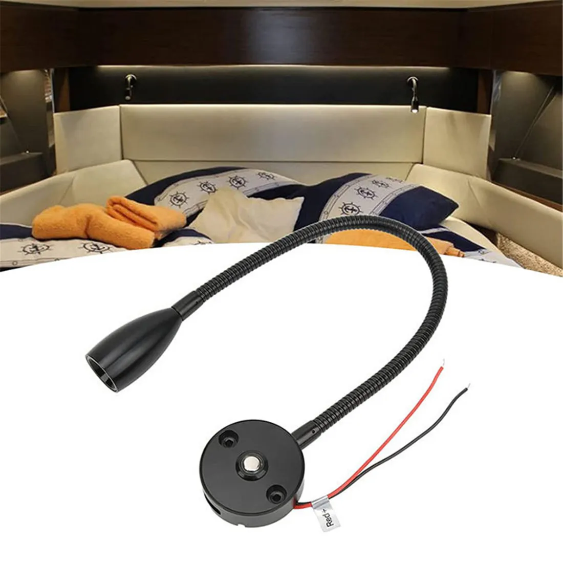 DC12V 24V LED Dimmable Reading Light 40cm Long Gooseneck for RV Wall Lamp Camper Van Travel Trailer Truck Boat Interior Lighting led light led wall lamp wall light led reading light