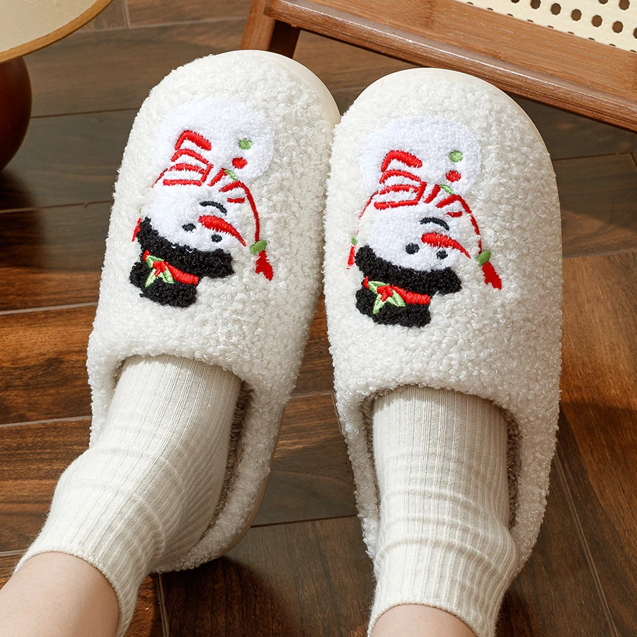 Christmas Gift Cute Snowman Winter Women's Slippers Indoor Soft Sole Beautiful and Exquisite Fashion Plush Homeshoes for Girls 3