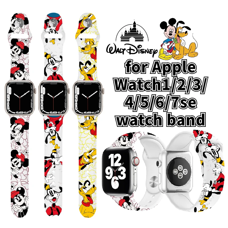 

Disney Mickey Minnie Goofy watch band for Apple iWatch 7/6/5/4/3/2/1 Generation Silicone Sports Strap 38mm 40mm 42mm 45mm band