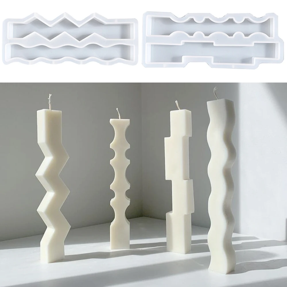 DIYSpecialShapedLongPillarScentedCandleHandmadeWaveAromathCandleInjectionMouldHome