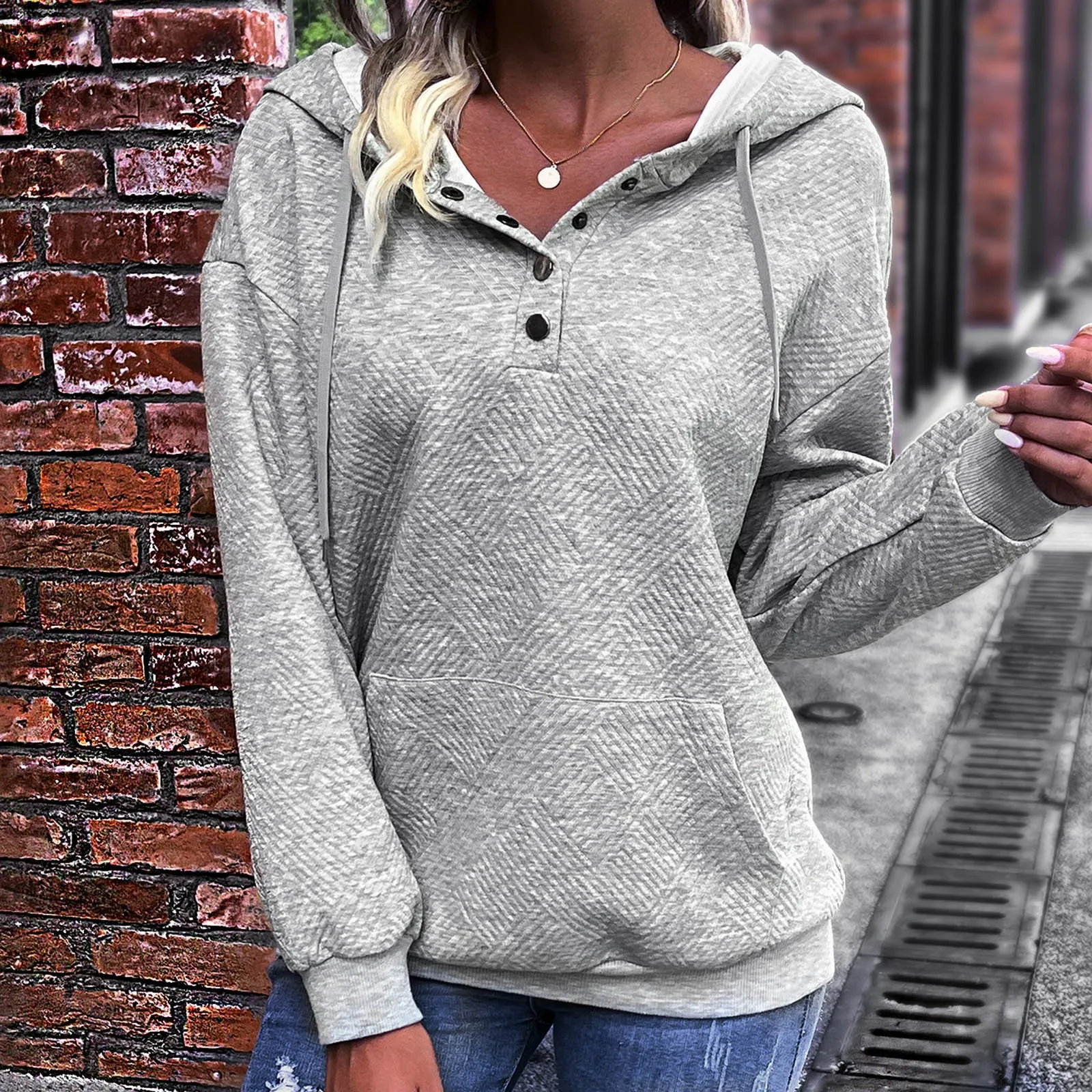 Women's Casual Solid Color Long Sleeved Hooded Sweater Thin Lightweight  Hoodie Large round - AliExpress
